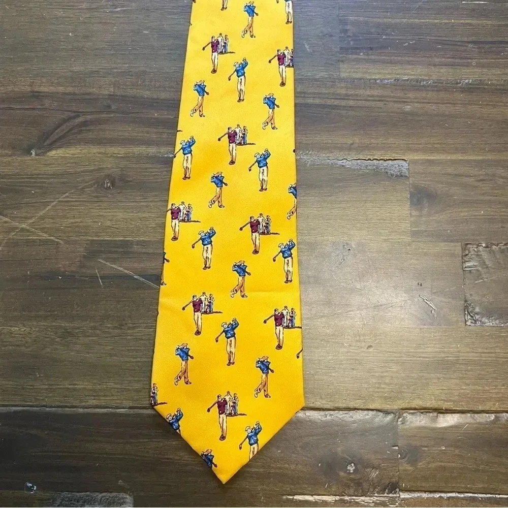 Polo Ralph Lauren Yellow Fly Golfing Golf Pattern Tie